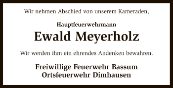 Traueranzeige von Ewald Meyerholz von SYK