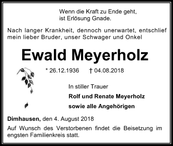 Traueranzeige von Ewald Meyerholz von SYK