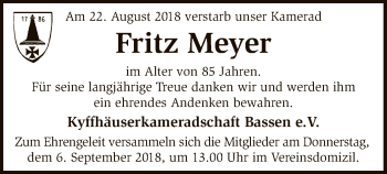 Traueranzeige von Fritz Meyer von SYK