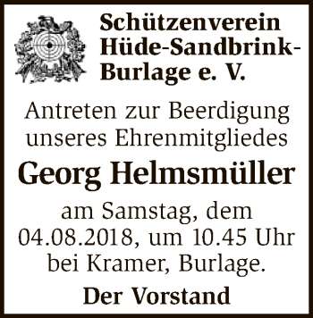 Traueranzeige von Georg Helmsmüller von SYK