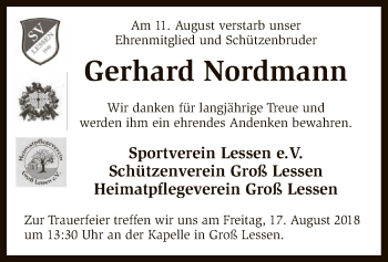 Traueranzeige von Gerhard Nordmann von SYK