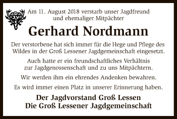 Traueranzeige von Gerhard Nordmann von SYK