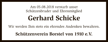 Traueranzeige von Gerhard Schicke von SYK