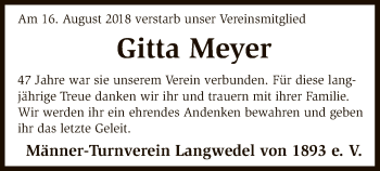 Traueranzeige von Gitta Meyer von SYK