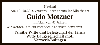 Traueranzeige von Guido Motzner von SYK