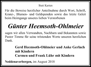 Traueranzeige von Günter Heemsoth-Ohlmeier von SYK