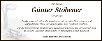 Traueranzeige von Günter Stöbener von SYK