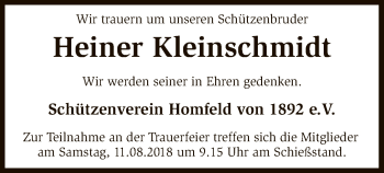 Traueranzeige von Heiner Kleinschmidt von SYK