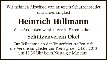 Traueranzeige von Heinrich Hillmann von SYK