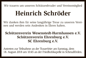 Traueranzeige von Heinrich Schröder von SYK