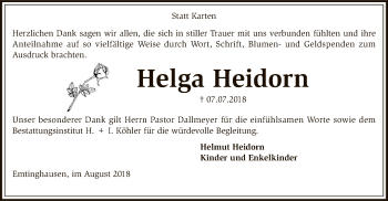 Traueranzeige von Helga Heidorn von SYK