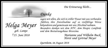 Traueranzeige von Helga Meyer von SYK