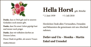 Traueranzeige von Hella Horst von SYK