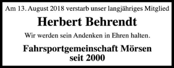 Traueranzeige von Herbert Behrendt von SYK