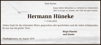 Traueranzeige von Hermann Hüneke von SYK