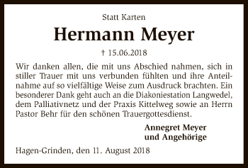 Traueranzeige von Hermann Meyer von SYK