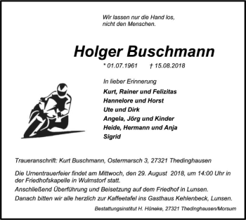 Traueranzeige von Holger Buschmann von SYK