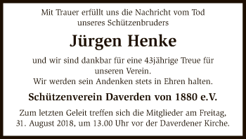 Traueranzeige von Jürgen Henke von SYK