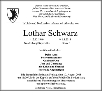 Traueranzeige von Lothar Schwarz von SYK