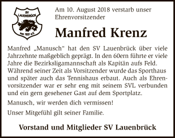 Traueranzeige von Manfred Krenz von SYK