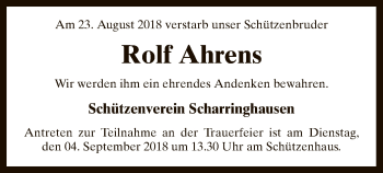 Traueranzeige von Rolf Ahrens von SYK