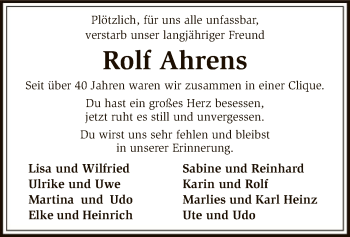 Traueranzeige von Rolf Ahrens von SYK