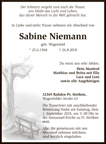 Traueranzeige von Sabine Niemann von SYK