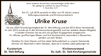 Traueranzeige von Ulrike Kruse von SYK