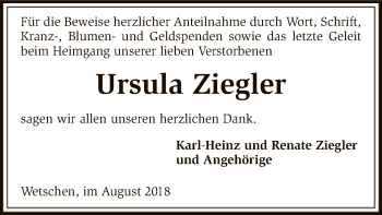 Traueranzeige von Ursula Ziegler von SYK