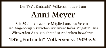 Traueranzeige von Anni Meyer von SYK