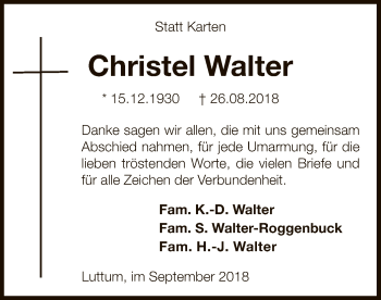 Traueranzeige von Christel Walter von SYK