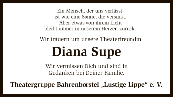 Traueranzeige von Diana Supe von SYK