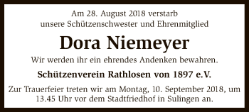 Traueranzeige von Dora Niemeyer von SYK