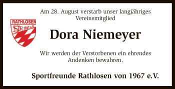 Traueranzeige von Dora Niemeyer von SYK