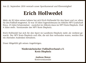 Traueranzeige von Erich Hollwedel von SYK