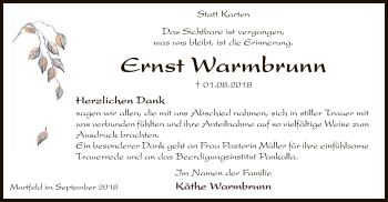 Traueranzeige von Ernst Warmbrunn von SYK