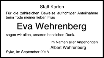 Traueranzeige von Eva Wehrenberg von SYK