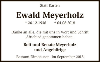 Traueranzeige von Ewald Meyerholz von SYK