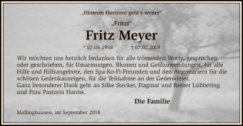 Traueranzeige von Fritz Meyer von SYK