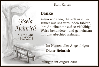 Traueranzeige von Gisela Heinrich von SYK