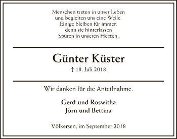 Traueranzeige von Günter Küster von SYK