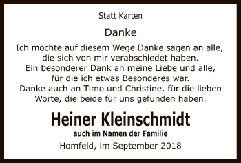 Traueranzeige von Heiner Kleinschmidt von SYK