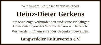 Traueranzeige von Heinz-Dieter Gerkens von SYK