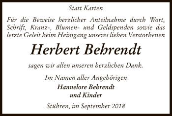 Traueranzeige von Herbert Behrendt von SYK