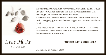 Traueranzeige von Irene Hocke von SYK