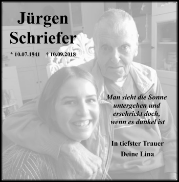 Traueranzeige von Jürgen Schriefer von SYK