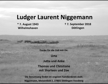 Traueranzeige von Ludger Laurent Niggemann von SYK