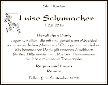 Traueranzeige von Luise Schumacher von SYK