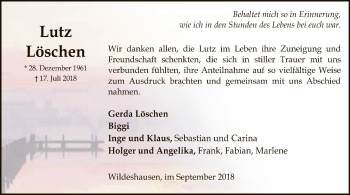 Traueranzeige von Lutz Löschen von SYK