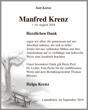 Traueranzeige von Manfred Krenz von SYK